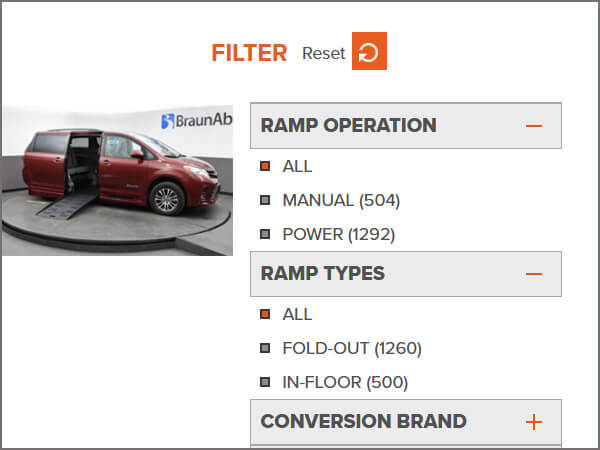 wheelchair van inventory filters